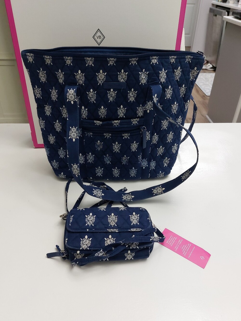 Vera Bradley Villager & All In Crossbody Wallet Marine Turtles NWT